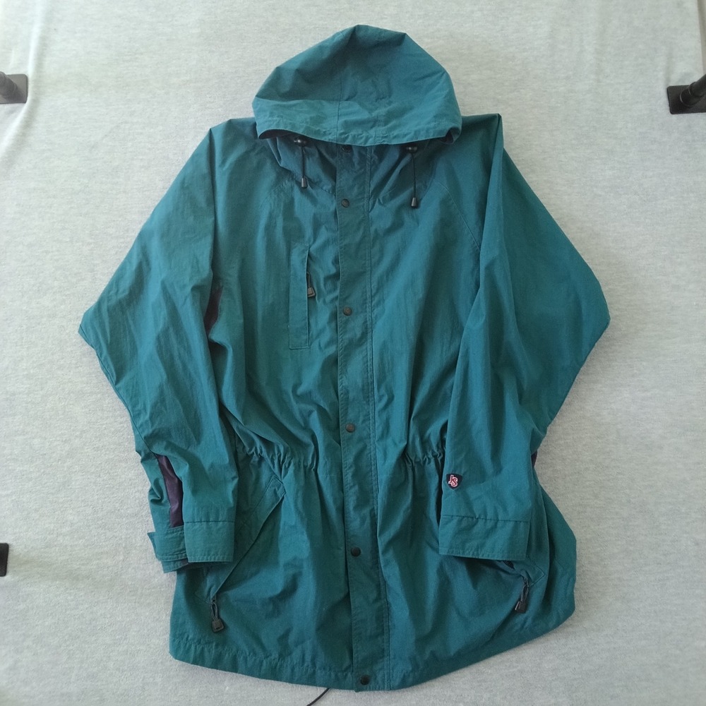 Vintage JanSport Teal Purple Colorblock Nylon Hooded Windbreaker Mens XL